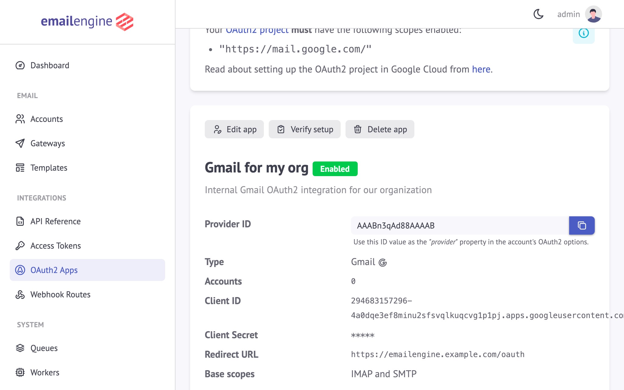 OAuth2 configuration in EmailEngine